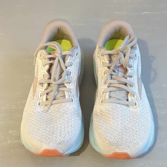 Women's Brooks Glycerin 21 Wide Coconut/Aqua/Autumn Sunset size 9.5 - Picture 3 of 9